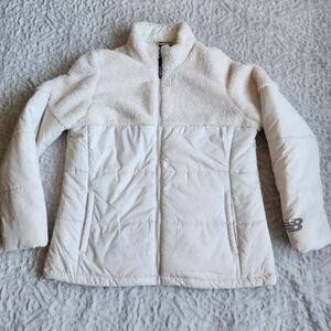 New Balance women's puffer Sherpa Fleece jacket Size XL Offwhite